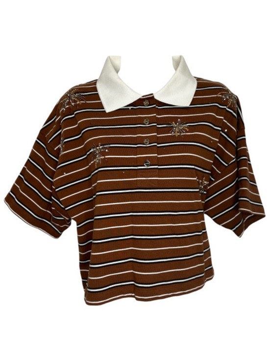 Sandro Tops - Sandro Striped Embellished Polo Shirt